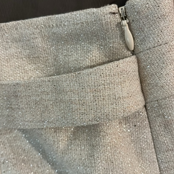 Gorgeous Gold Shimmer J Crew Mini Skirt Side Zip Button Detail Wool Blend 8 - Picture 3 of 5